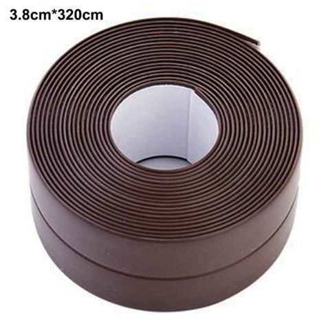 Sealing Strip Shower Sink Bathtub Caulking Tape PVC Self-Adhesive Waterproof Wall Tape for Bathroom Kitchen - Brown / 3.8cmx3.2m