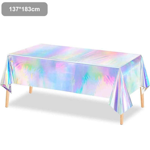 Iridescent Tablecloth Birthday Party Table Cloth Plastic Disposable Table Cover - 137x183cm