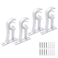 4Pcs Aluminum Alloy Curtain Single Rod Bracket Roman Rod Base Support Rack - White