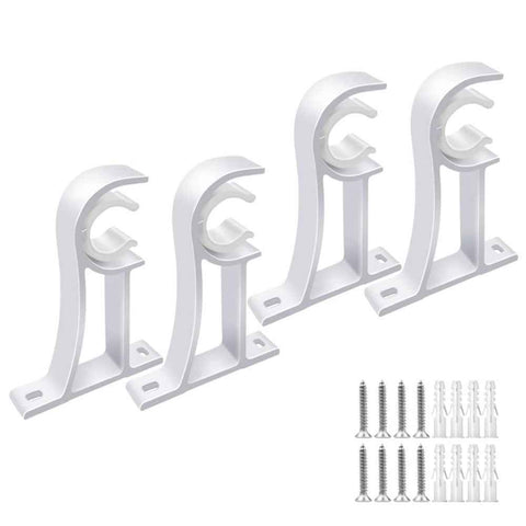 4Pcs Aluminum Alloy Curtain Single Rod Bracket Roman Rod Base Support Rack - White