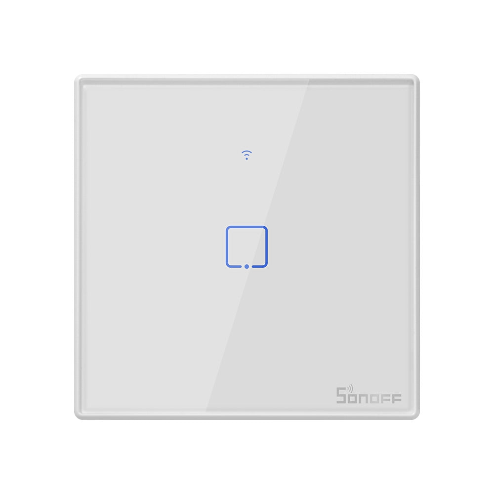 Sonoff T2 Touch 86mm Tempered Glass Panel Wall Switch Smart Home Light Touch Switch, Compatible with Alexa and Google Home, AC 100V-240V, EU Plug