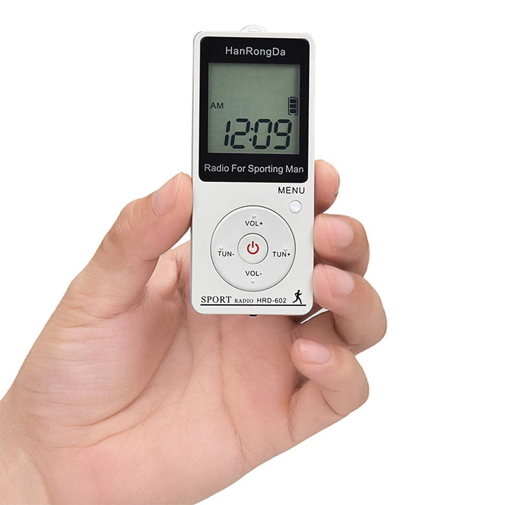 HRD-602-Digital-Display-FM-AM-Mini-Sports-Radio-with-Step-Counting-Function-(White)