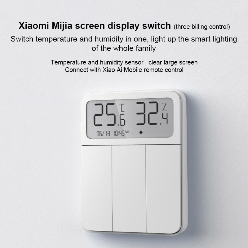 Original Xiaomi Mijia ZNKG03HL 3 Keys Smart Display Screen Lamps Wall Switch, Support Mobile Phone Remote Control