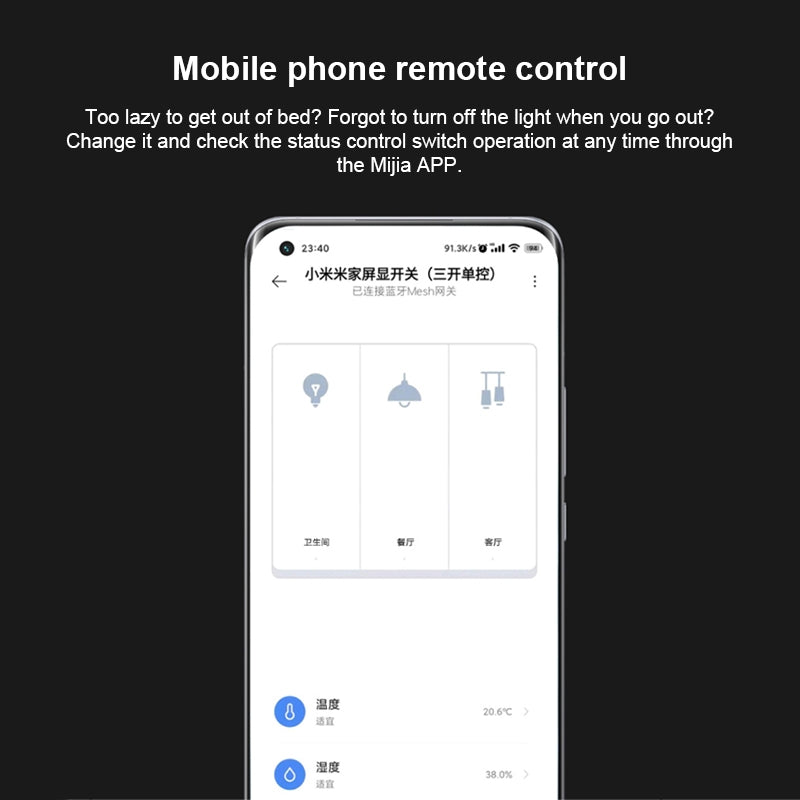 Original Xiaomi Mijia ZNKG03HL 3 Keys Smart Display Screen Lamps Wall Switch, Support Mobile Phone Remote Control