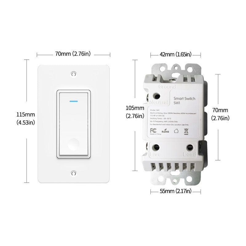 120 Type WiFi Smart Wall Touch Switch, US Plug(White)