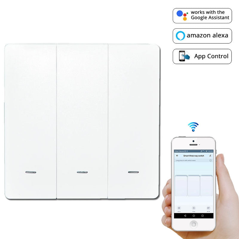 3 Buttons Intelligent Switch Smart Wall Switch (White)