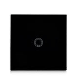 86mm 1 Gang Tempered Glass Panel Wall Switch Smart Home Light Touch Switch with RF433 Remote Controller, AC 110V-240V(Black)