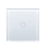 86mm 1 Gang Tempered Glass Panel Wall Switch Smart Home Light Touch Switch with RF433 Remote Controller, AC 110V-240V(White)