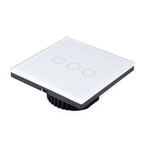 86mm 3 Gang Tempered Glass Panel Wall Switch Smart Home Light Touch Switch with RF433 Remote Controller, AC 110V-240V(Black)