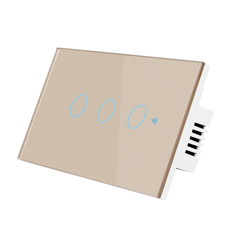 TC120 Wifi Smart Light Switch Glass Screen Touch Panel Voice Control Wireless Wall Switch Work with Alexa Echo / Google Home (Gold)