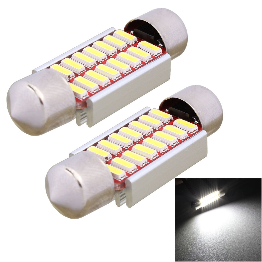 2-PCS-Festoon-36mm-2W-160LM-White-Light-16-LED-SMD-4014-Error-Free-License-Plate-Lights-Car-Light-Bulb