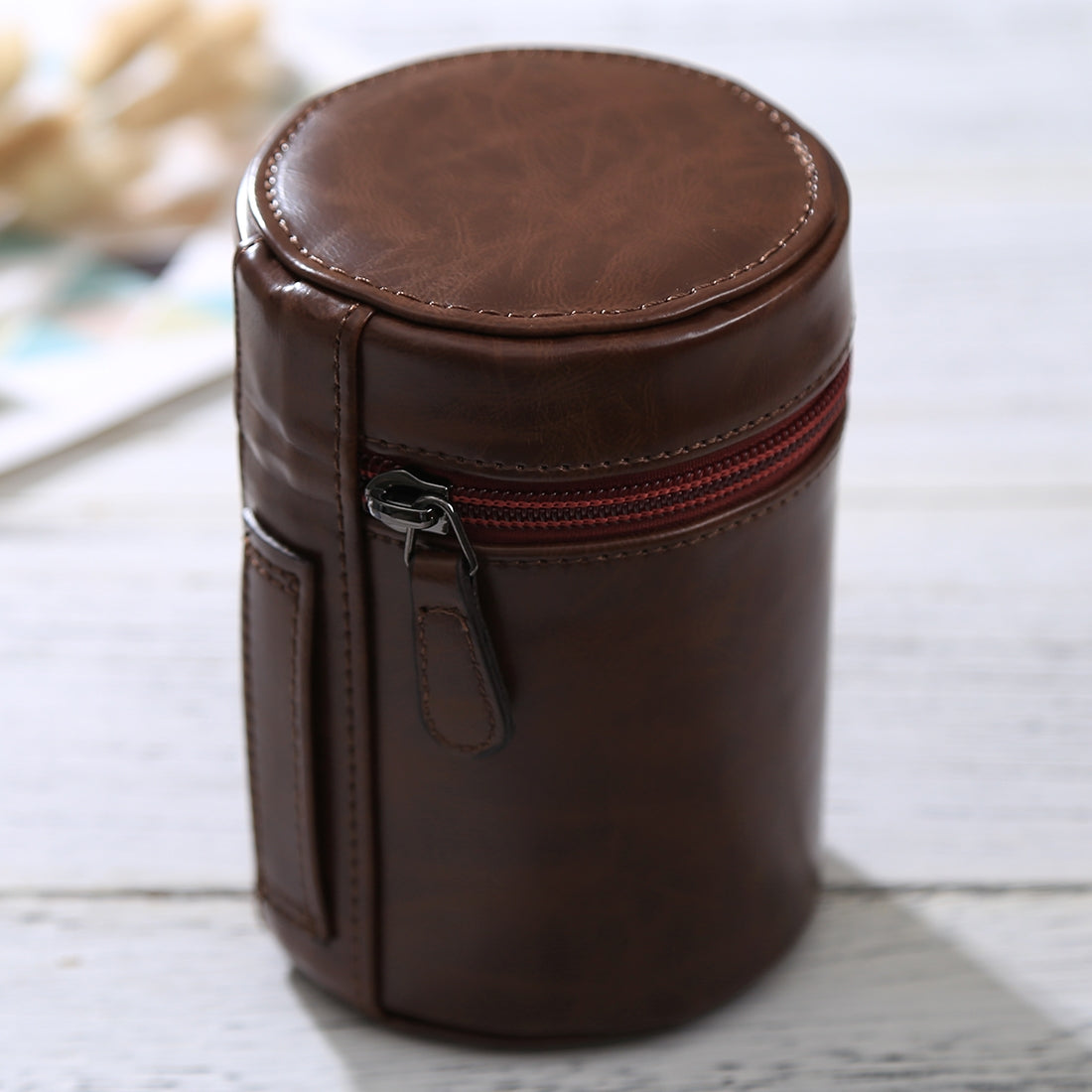 Medium-Lens-Case-Zippered-PU-Leather-Pouch-Box-for-DSLR-Camera-Lens,-Size:-13x9x9cm(Coffee)