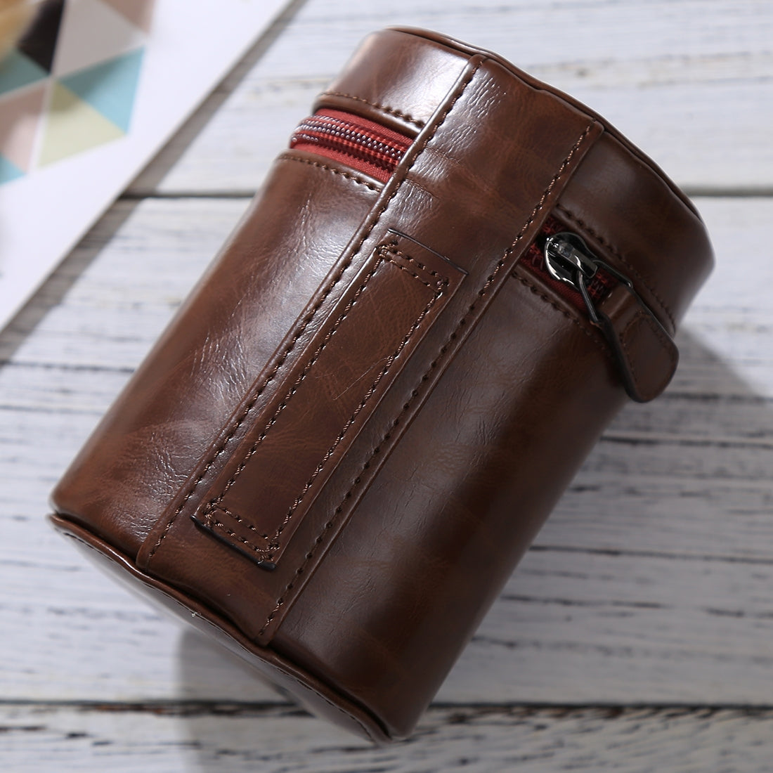 Medium-Lens-Case-Zippered-PU-Leather-Pouch-Box-for-DSLR-Camera-Lens,-Size:-13x9x9cm(Coffee)