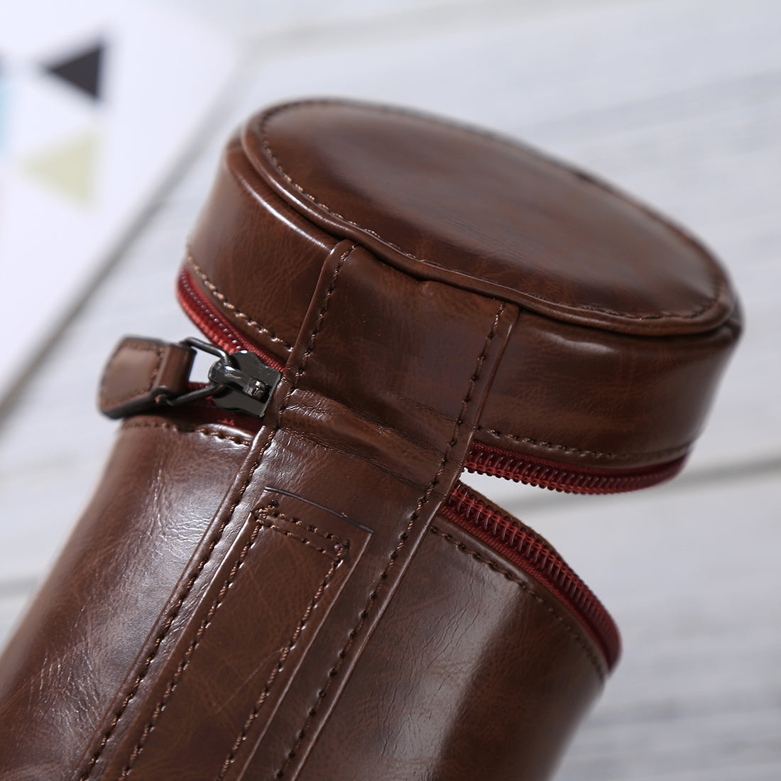 Medium-Lens-Case-Zippered-PU-Leather-Pouch-Box-for-DSLR-Camera-Lens,-Size:-13x9x9cm(Coffee)