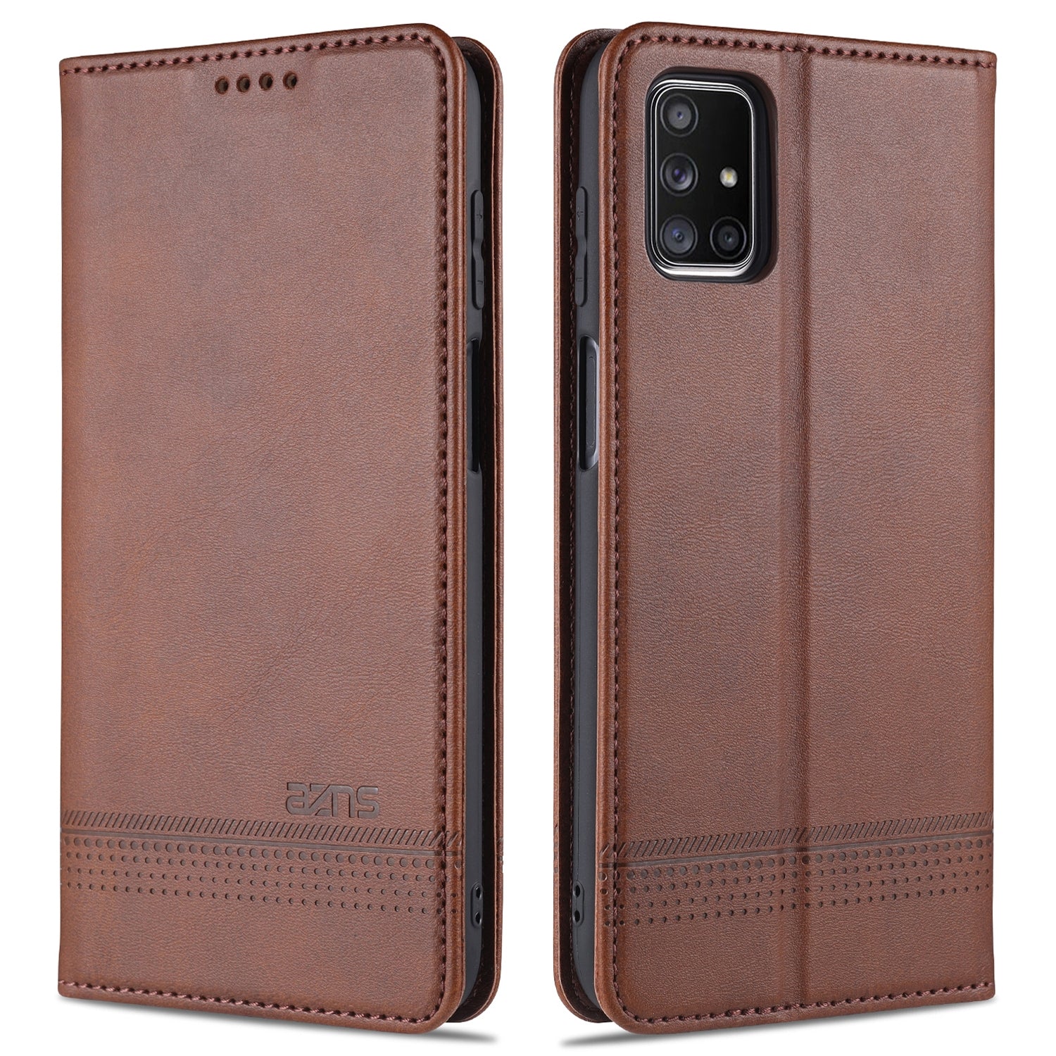 For-Samsung-Galaxy-M51-(Side-Fingerprint)-AZNS-Magnetic-Calf-Texture-Horizontal-Flip-Leather-Case-with-Card-Slots-&-Holder-&-Wallet(Dark-Brown)