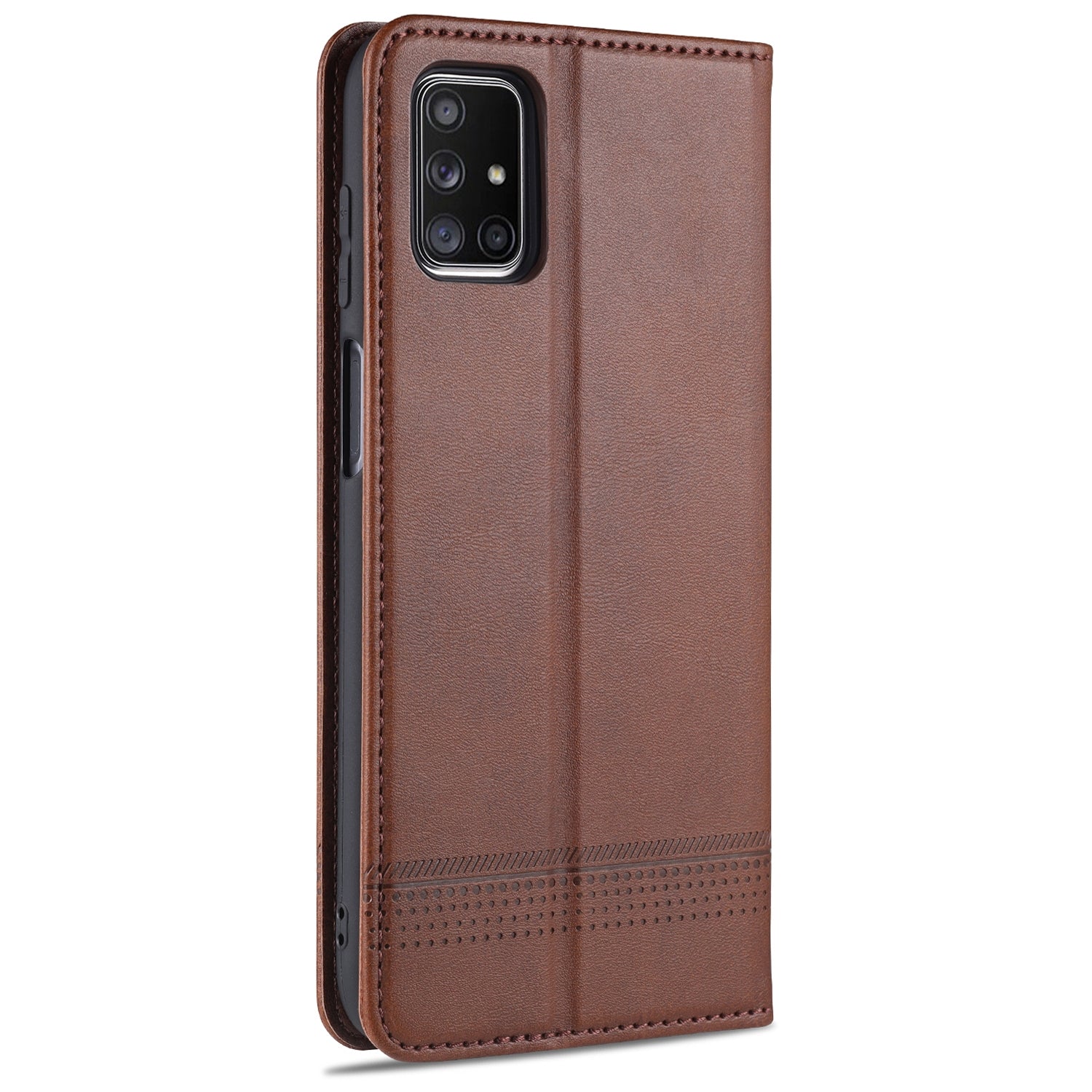 For-Samsung-Galaxy-M51-(Side-Fingerprint)-AZNS-Magnetic-Calf-Texture-Horizontal-Flip-Leather-Case-with-Card-Slots-&-Holder-&-Wallet(Dark-Brown)