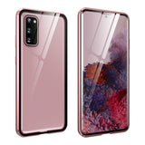 For-Samsung-Galaxy-S20-Magnetic-Metal-Frame-Double-sided-Tempered-Glass-Case(Rose-Gold)