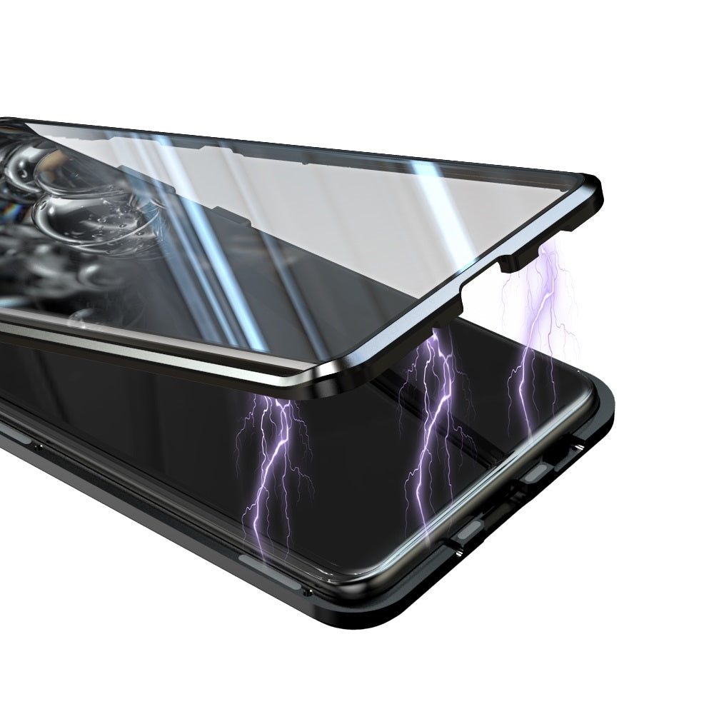 For-Samsung-Galaxy-S20-Magnetic-Metal-Frame-Double-sided-Tempered-Glass-Case(Rose-Gold)