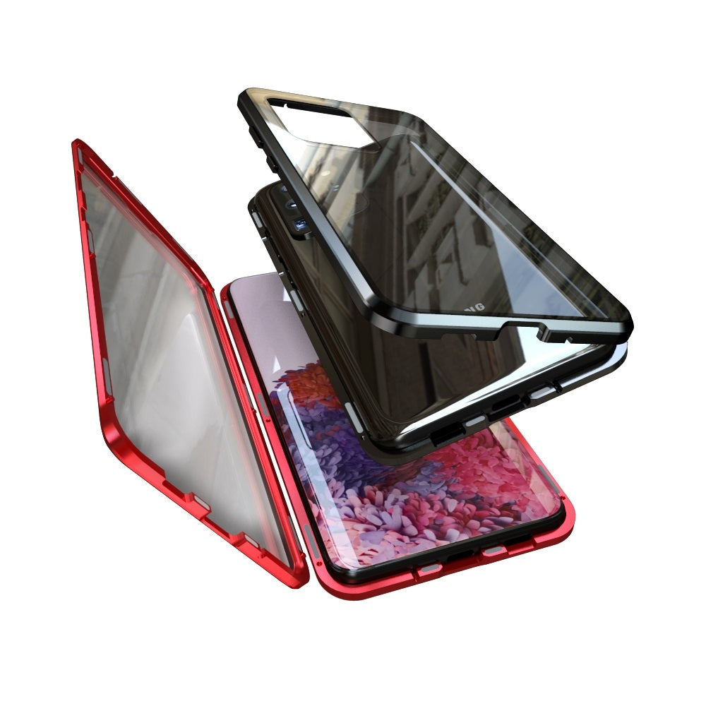 For-Samsung-Galaxy-S20-Magnetic-Metal-Frame-Double-sided-Tempered-Glass-Case(Rose-Gold)
