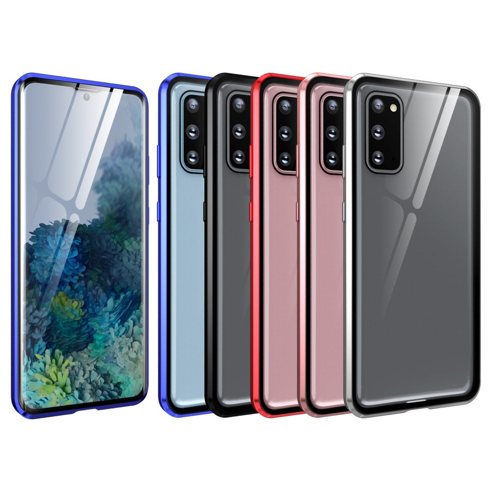 For-Samsung-Galaxy-S20-Magnetic-Metal-Frame-Double-sided-Tempered-Glass-Case(Rose-Gold)