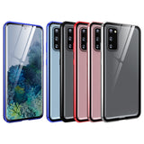 For-Samsung-Galaxy-S20-Magnetic-Metal-Frame-Double-sided-Tempered-Glass-Case(Rose-Gold)