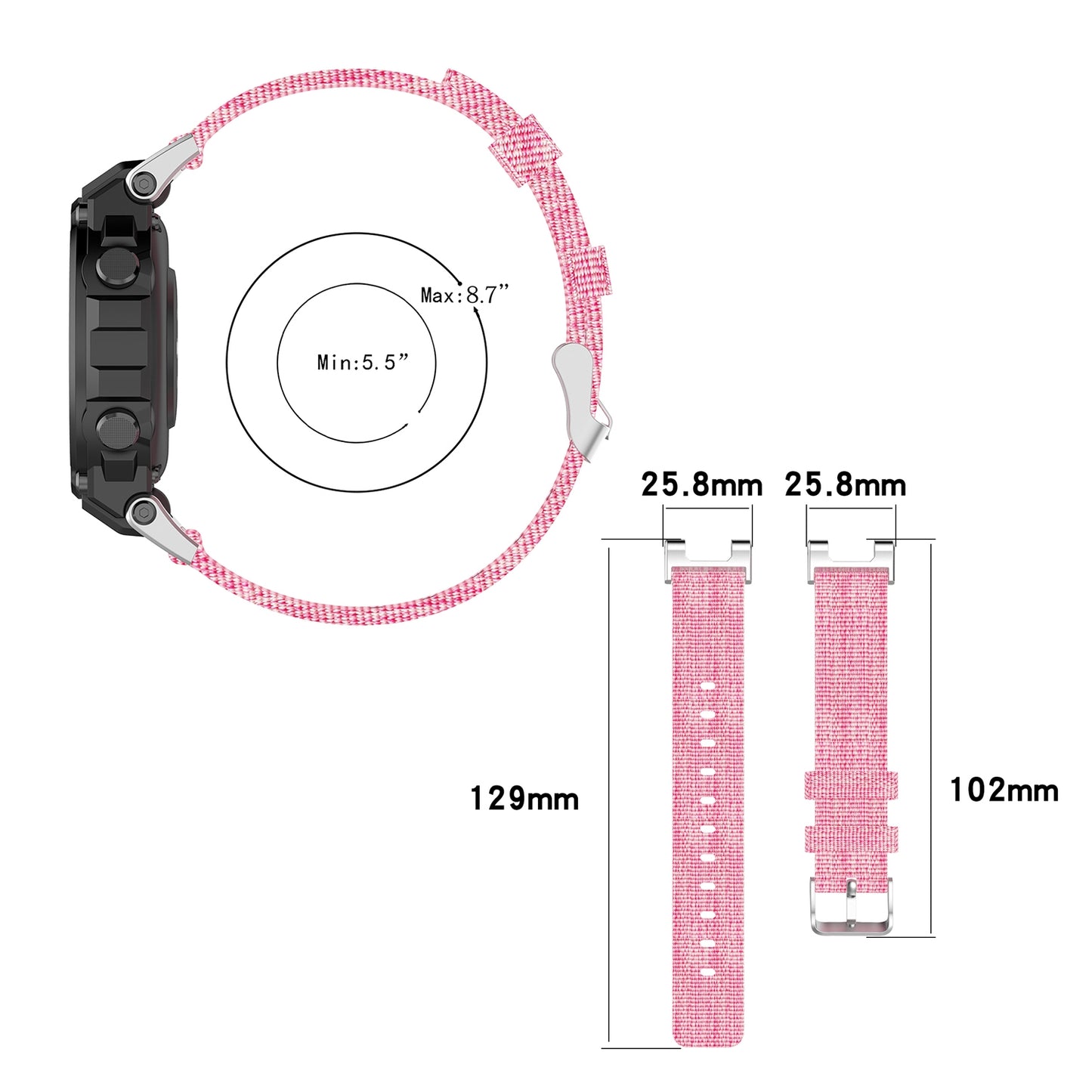 For-Amazfit-T-Rex-Pro-/-Amazfit-T-Rex-Nylon-Canvas-Watch-Band-with-Dismantling-Tools,-One-Size(Grey)