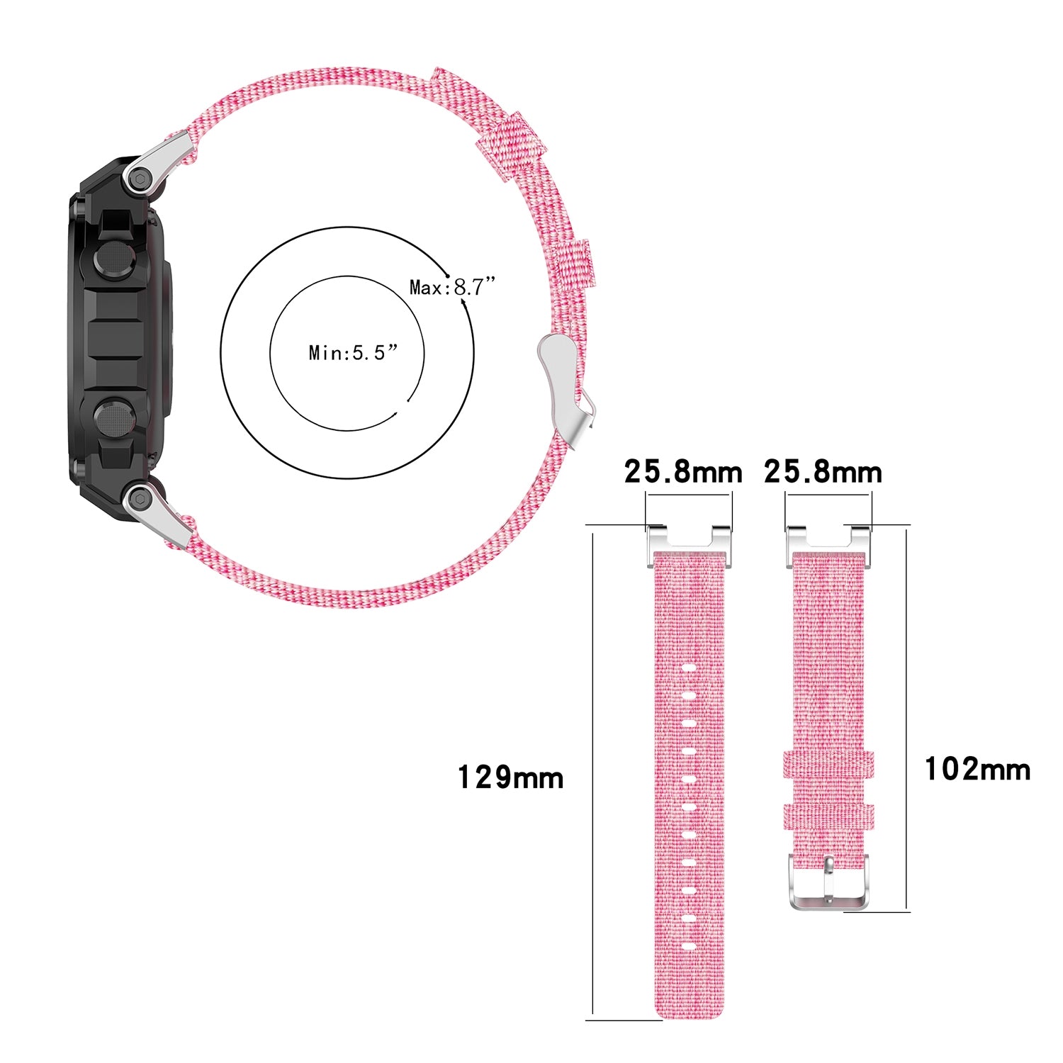 For-Amazfit-T-Rex-Pro-/-Amazfit-T-Rex-Nylon-Canvas-Watch-Band-with-Dismantling-Tools,-One-Size(Grey)