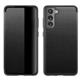 For-Samsung-Galaxy-S21-FE-Shockproof-Horizontal-Flip-Plain-Leather-Phone-Case(Black)