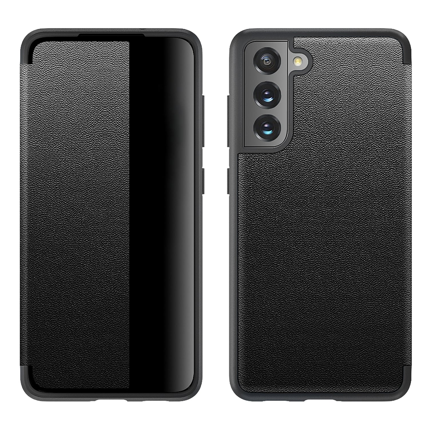 For-Samsung-Galaxy-S21-FE-Shockproof-Horizontal-Flip-Plain-Leather-Phone-Case(Black)