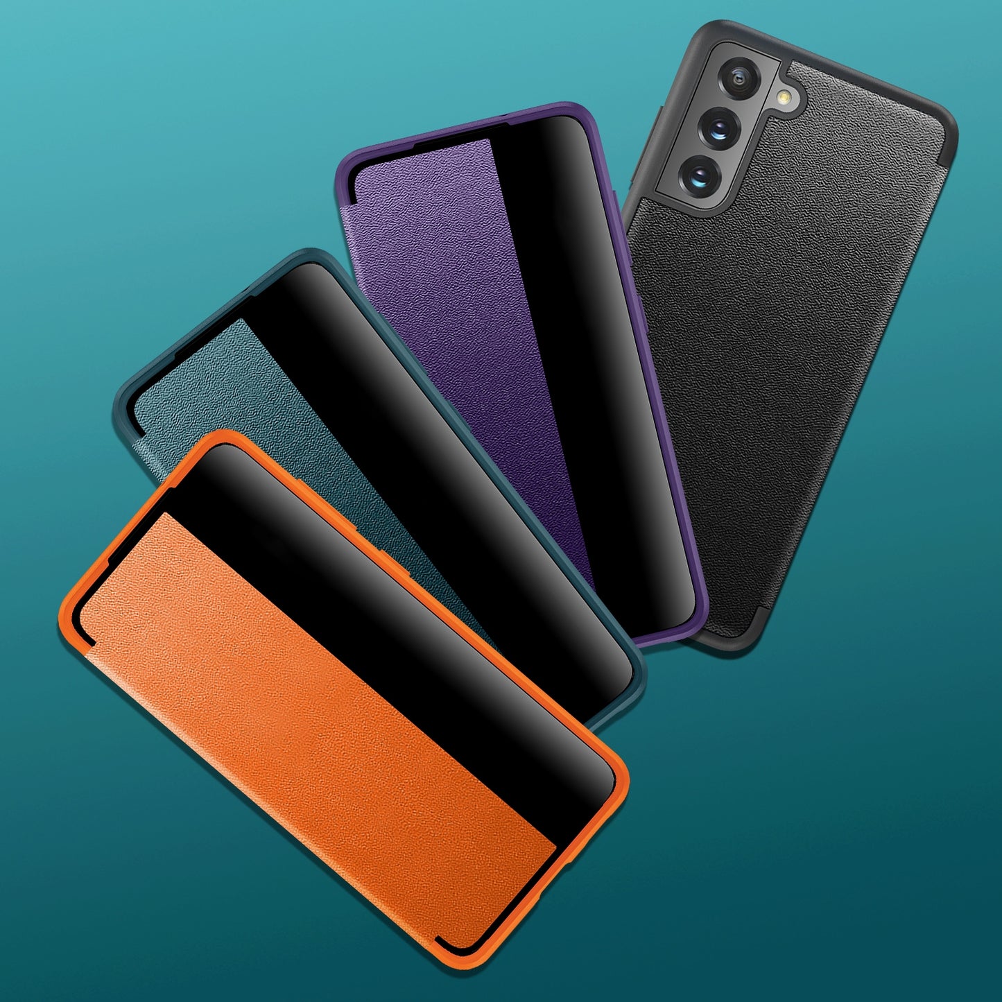 For-Samsung-Galaxy-S21-FE-Shockproof-Horizontal-Flip-Plain-Leather-Phone-Case(Black)