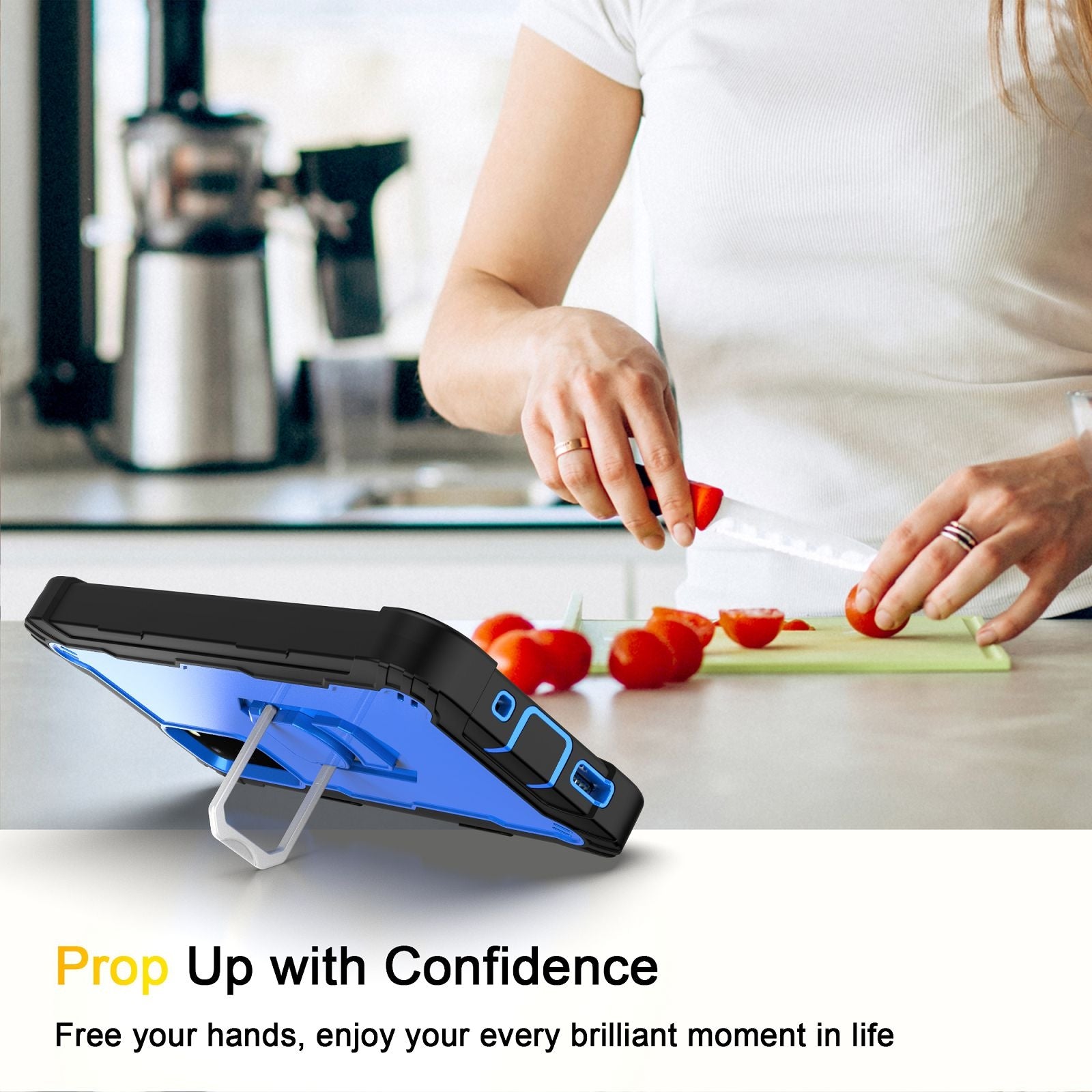 For-Samsung-Galaxy-S20-FE-/-FE-5G-PC-+-Rubber-3-layers-Shockproof-Protective-Case-with-Rotating-Holder(Black-+-Blue)