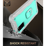 For-Samsung-Galaxy-S20-FE-/-FE-5G-PC-+-Rubber-3-layers-Shockproof-Protective-Case-with-Rotating-Holder(Grey-White-+-Mint-Green)