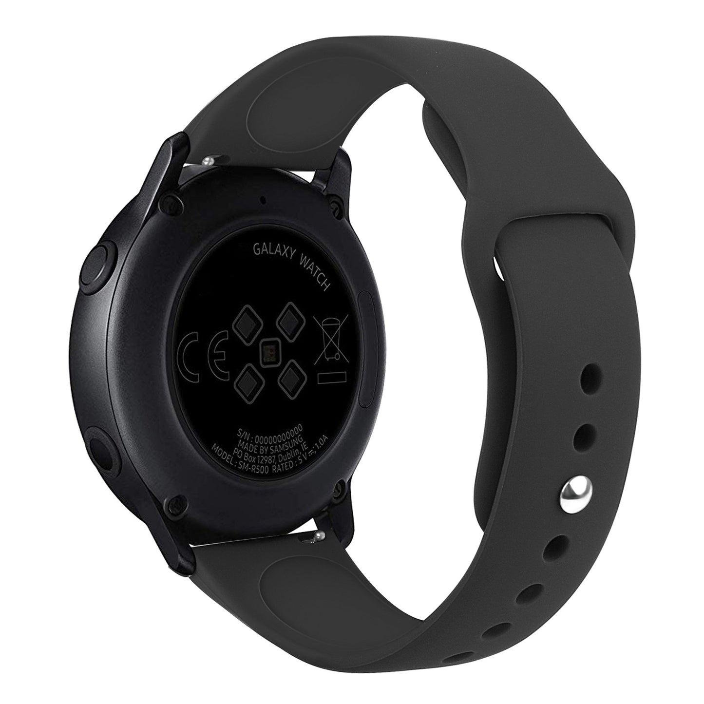 For-Samsung-Galaxy-Watch-Active2-Bluetooth-Version-44mm-Smart-Watch-Solid-Color-Silicone-Watch-Band,-Size:L-(Black)