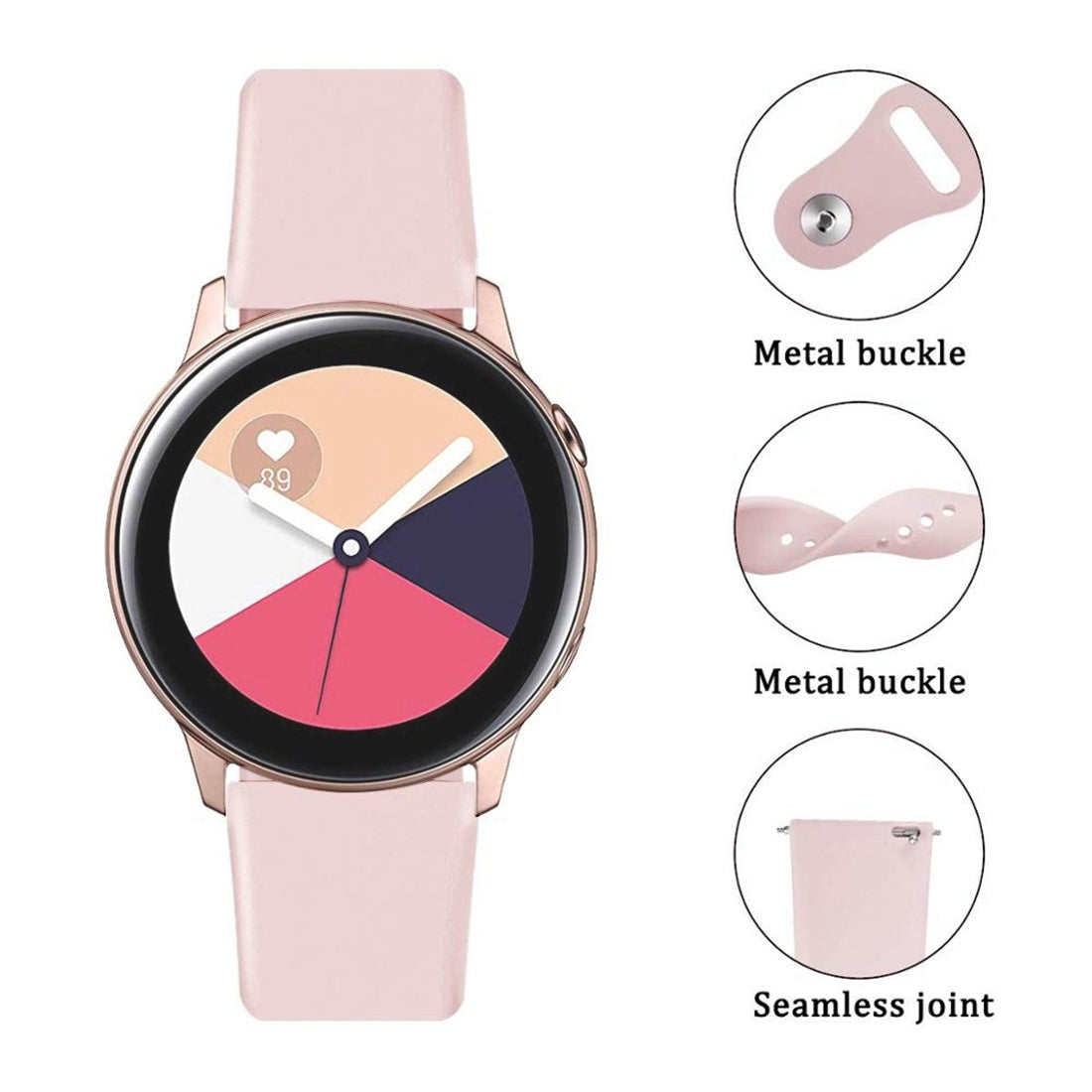 For-Samsung-Galaxy-Watch-Active2-Bluetooth-Version-44mm-Smart-Watch-Solid-Color-Silicone-Watch-Band,-Size:L-(Black)