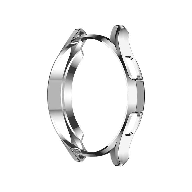 For-Samsung-Galaxy-Watch4-Classic-46mm-Electroplating-Hollow-Half-pack-TPU-Protective-Case(Silver)
