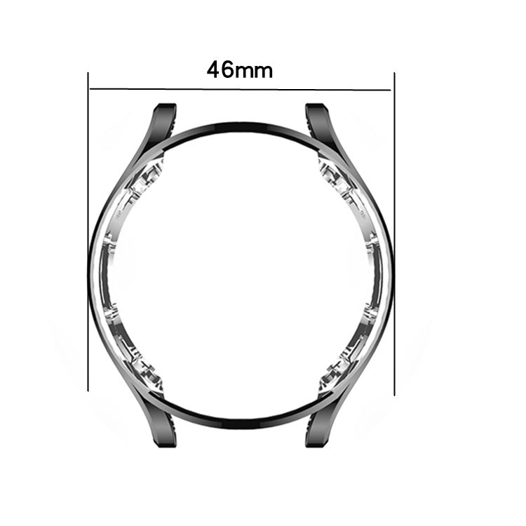 For-Samsung-Galaxy-Watch4-Classic-46mm-Electroplating-Hollow-Half-pack-TPU-Protective-Case(Silver)
