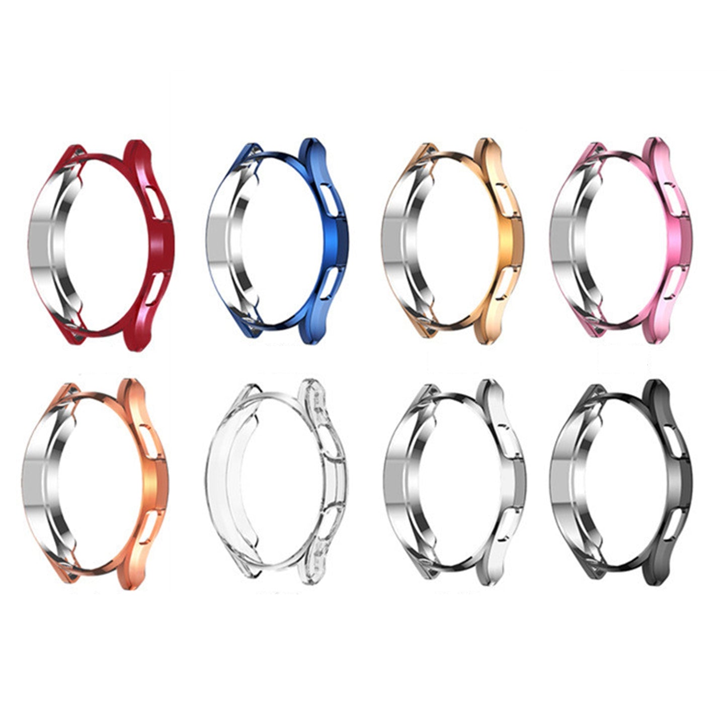 For-Samsung-Galaxy-Watch4-Classic-46mm-Electroplating-Hollow-Half-pack-TPU-Protective-Case(Silver)