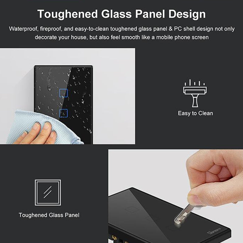 Sonoff T3 US-TX 433 RF WIFI Smart Remote Control Wall Touch Switch, US Plug, Style:Single Button