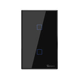 Sonoff T3 US-TX 433 RF WIFI Smart Remote Control Wall Touch Switch, US Plug, Style:Double Buttons