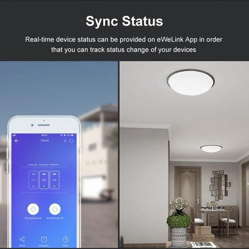 Sonoff T3 US-TX 433 RF WIFI Smart Remote Control Wall Touch Switch, US Plug, Style:Three Buttons