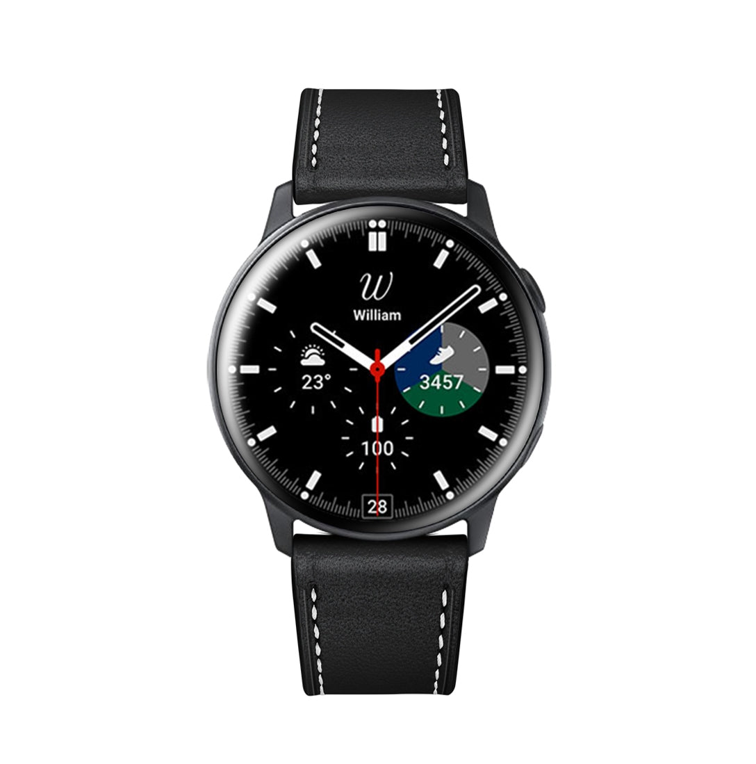 For-Samsung-Galaxy-Watch-3-41mm-Leather-Watch-Band(Black)