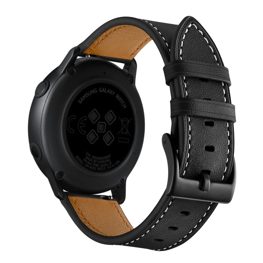 For-Samsung-Galaxy-Watch-3-41mm-Leather-Watch-Band(Black)