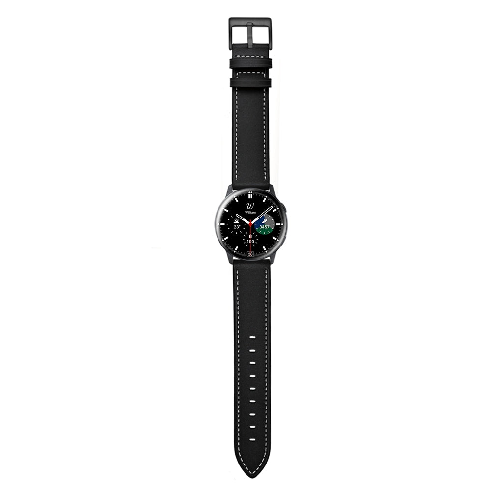 For-Samsung-Galaxy-Watch-3-41mm-Leather-Watch-Band(Black)