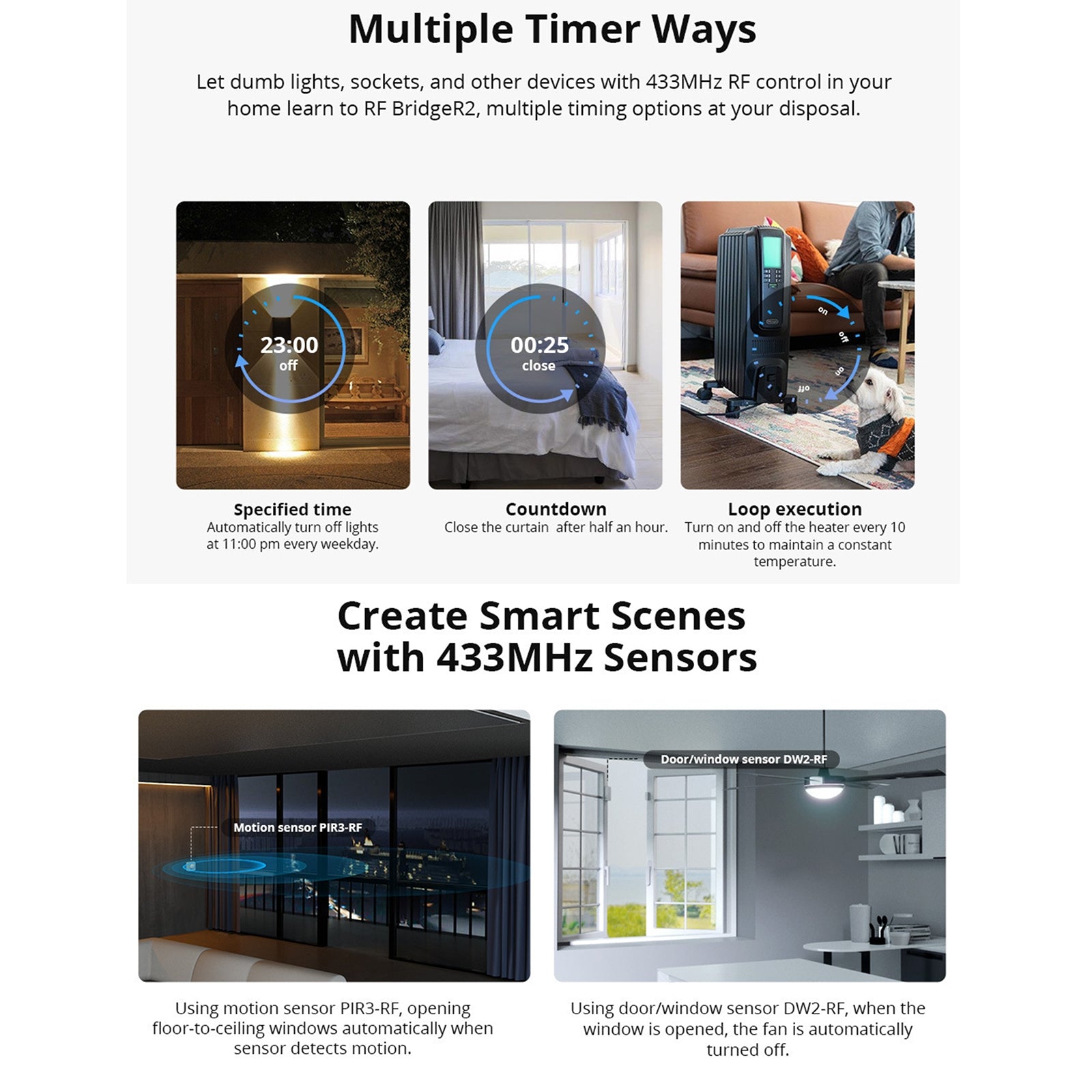 Sonoff RF Bridge R2 433MHz to Wifi Smart Home Security Remote Switch(White)