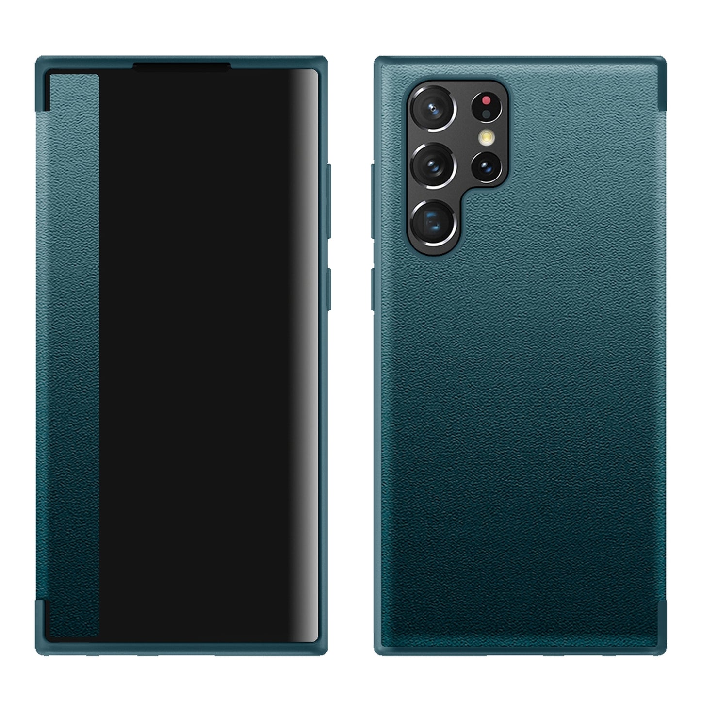 For-Samsung-Galaxy-S22-Ultra-5G-Window-View-Leather-Phone-Case(Green)