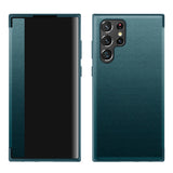 For-Samsung-Galaxy-S22-Ultra-5G-Window-View-Leather-Phone-Case(Green)