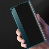 For-Samsung-Galaxy-S22-Ultra-5G-Window-View-Leather-Phone-Case(Green)