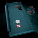 For-Samsung-Galaxy-S22-Ultra-5G-Window-View-Leather-Phone-Case(Green)