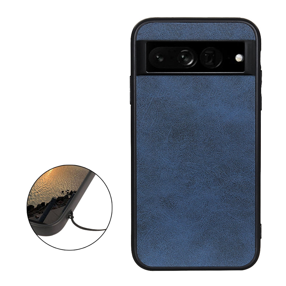 For-Google-Pixel-7-Pro-Accurate-Hole-Two-color-Calf-Texture-PU-Phone-Case(Blue)