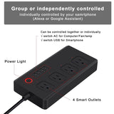 ZigBee 10A SM-SO301-U 2500W 4 Holes + 4 USB Smart Power Strip, US Plug(Black)